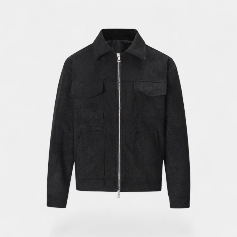 Men's Suede Jacket – Cotton Lined Multi Pocket Design
