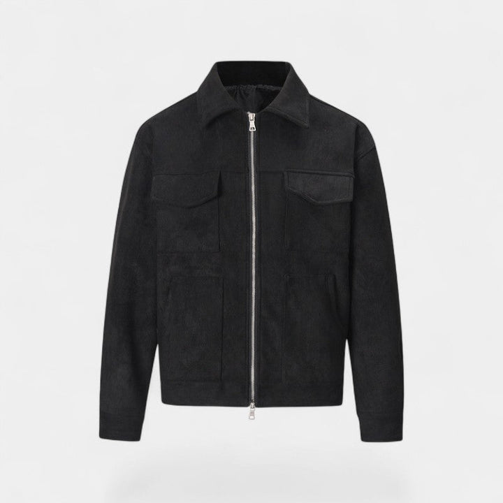 Men's Suede Jacket – Cotton Lined Multi Pocket Design