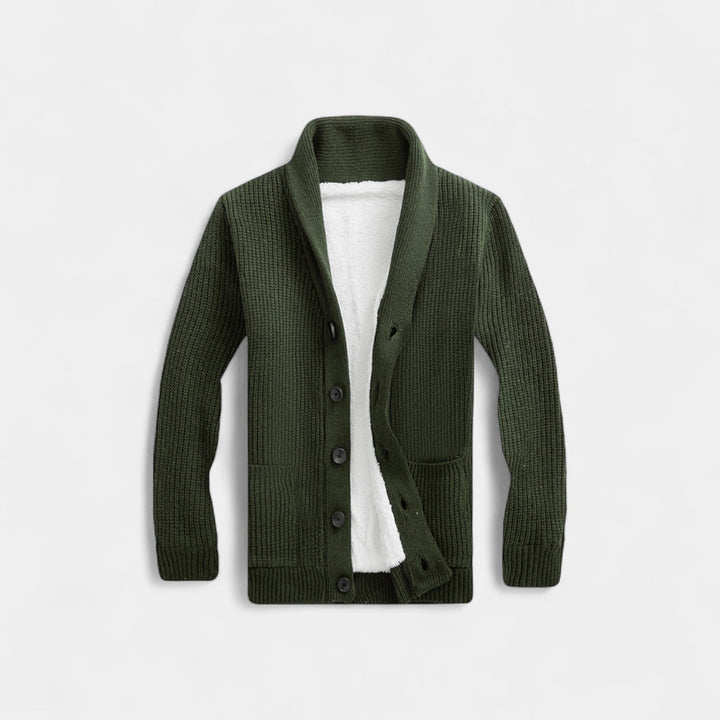 Men's Wool Blend Cardigan – V-Neck Button Through