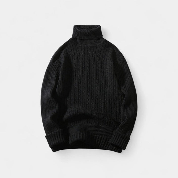 Men's Cable Knit Roll Neck Jumper – Silk Blend Yarn