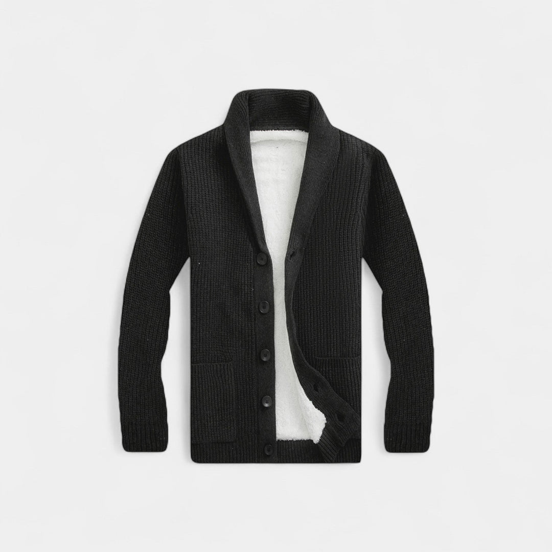Men's Wool Blend Cardigan – V-Neck Button Through