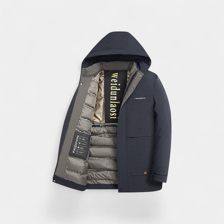 Men's Quilted Cotton Parka – Velvet Lined with Hood