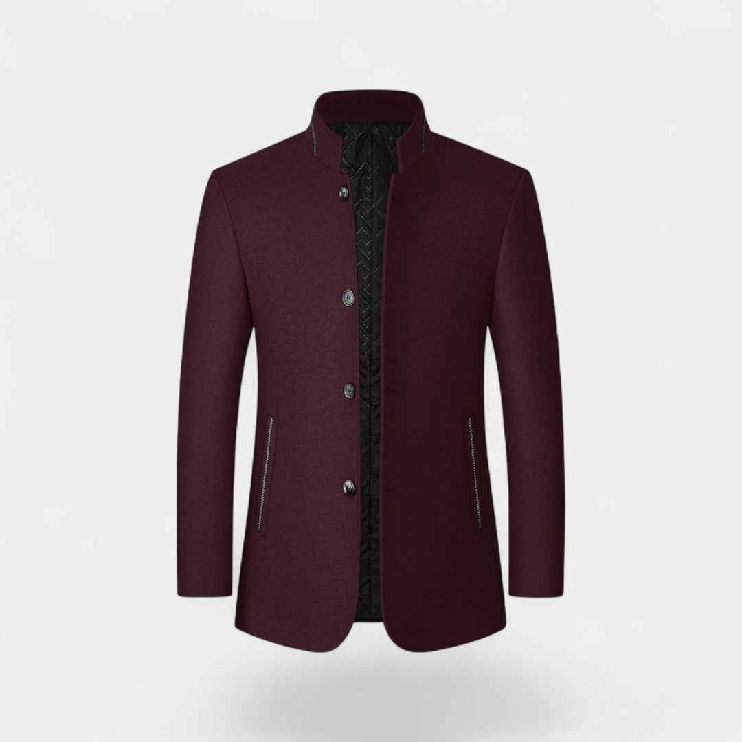 Men's Wool Blend Coat – Structured Stand Collar
