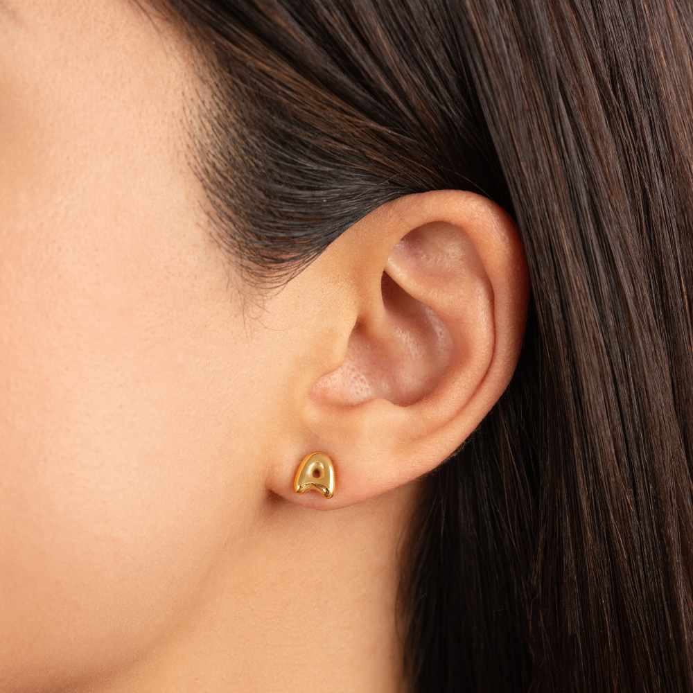 Gold-Tone Bubble Letter Earrings