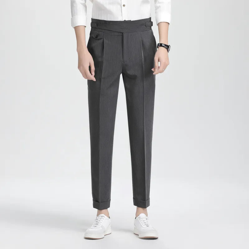 Men's Slim Fit High Waist Trouser – Modern Pleated Front
