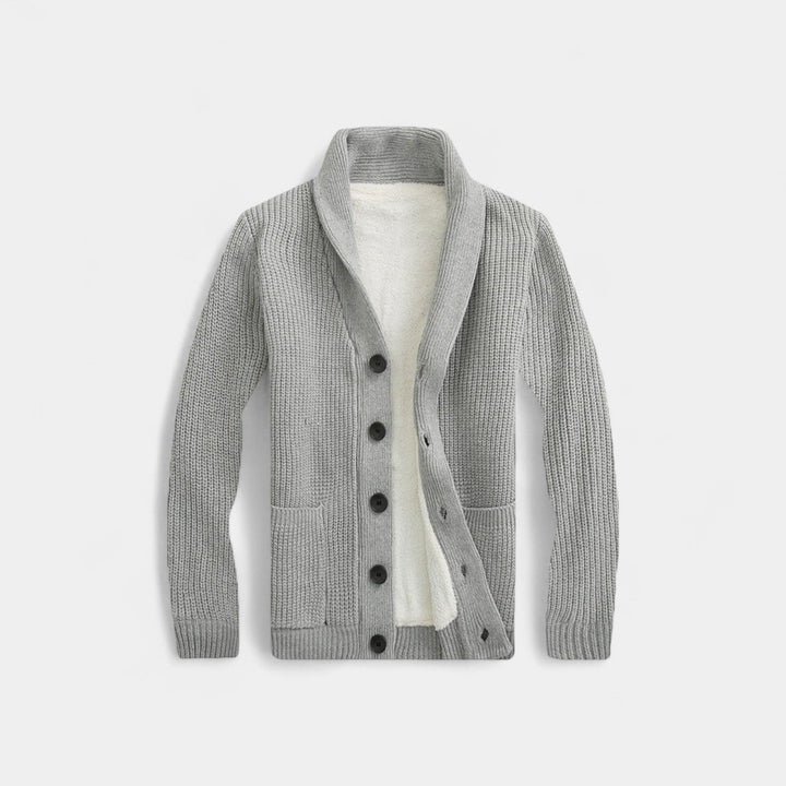 Men's Wool Blend Cardigan – V-Neck Button Through