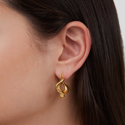 Gold-Tone Wave Hoops