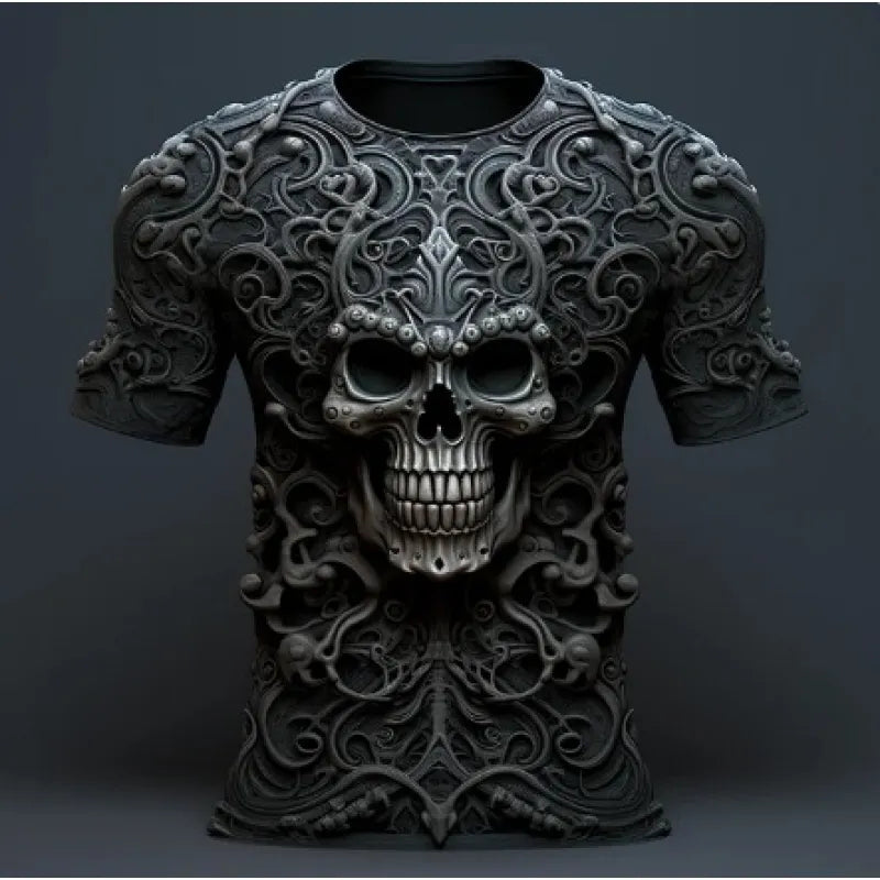 Cotton Men's 3D Skull Graphic T-Shirt – Relaxed European Fit