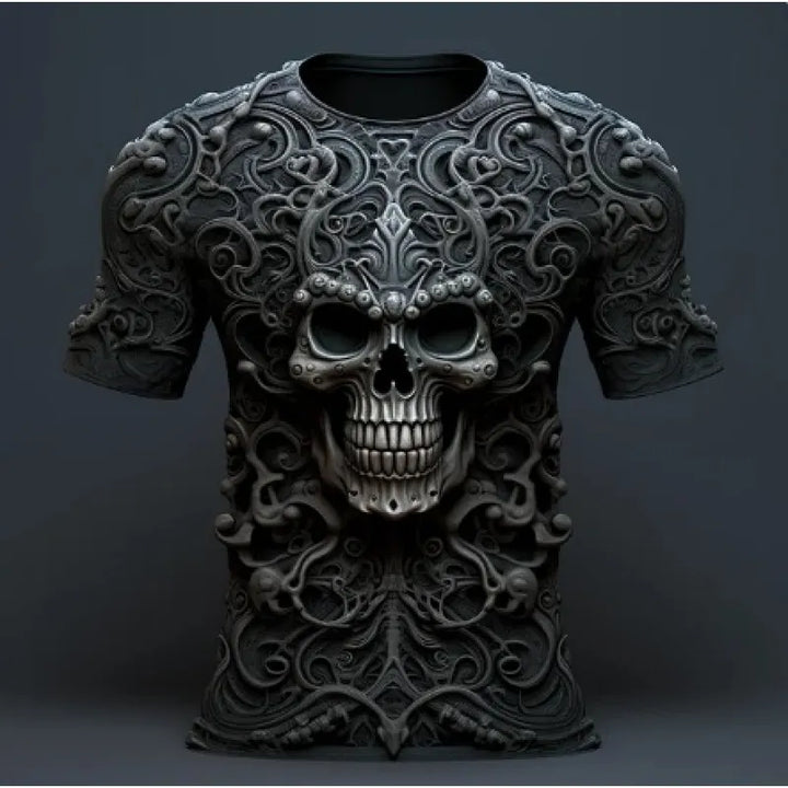 Cotton Men's 3D Skull Graphic T-Shirt – Relaxed European Fit