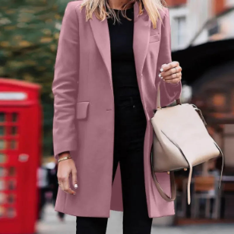 Women's Mid Length Blazer – Sharp Tailoring with Double-Breasted Front