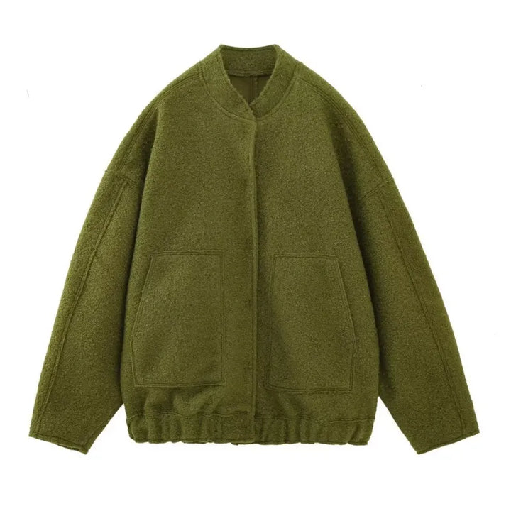 Women's Bomber Jacket Coat – Relaxed Fit with Utility Pockets