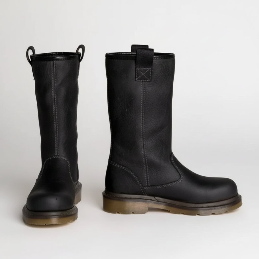 Women's Vegan Leather Boot – Round Toe Mid-Calf Pull-On Style