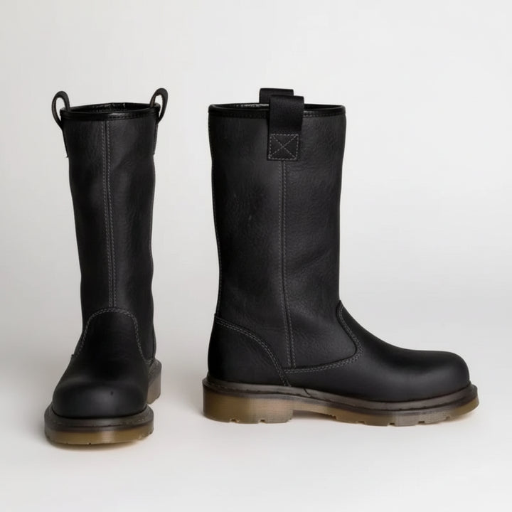 Women's Vegan Leather Boot – Round Toe Mid-Calf Pull-On Style