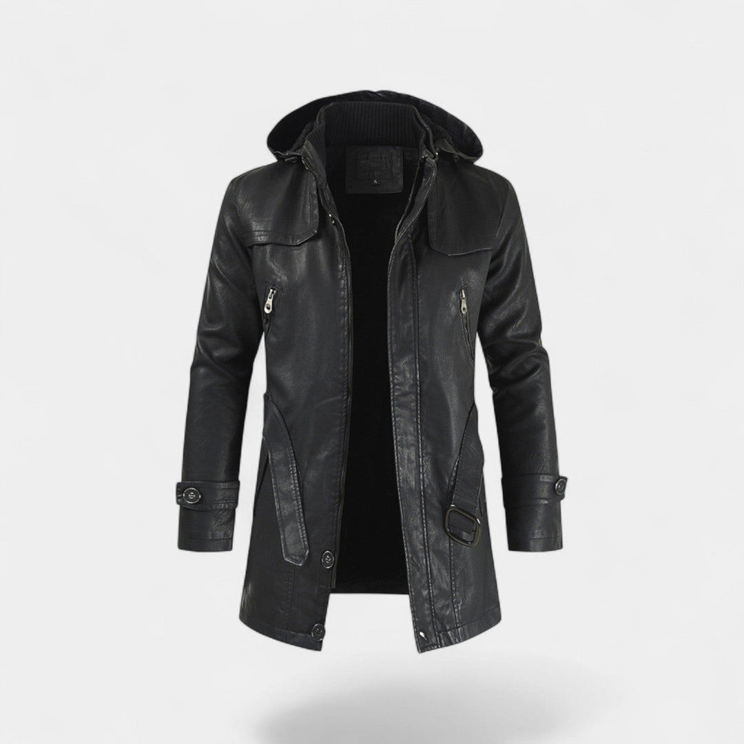 Men's Leather Trench Jacket – Mid Length Modern Cut