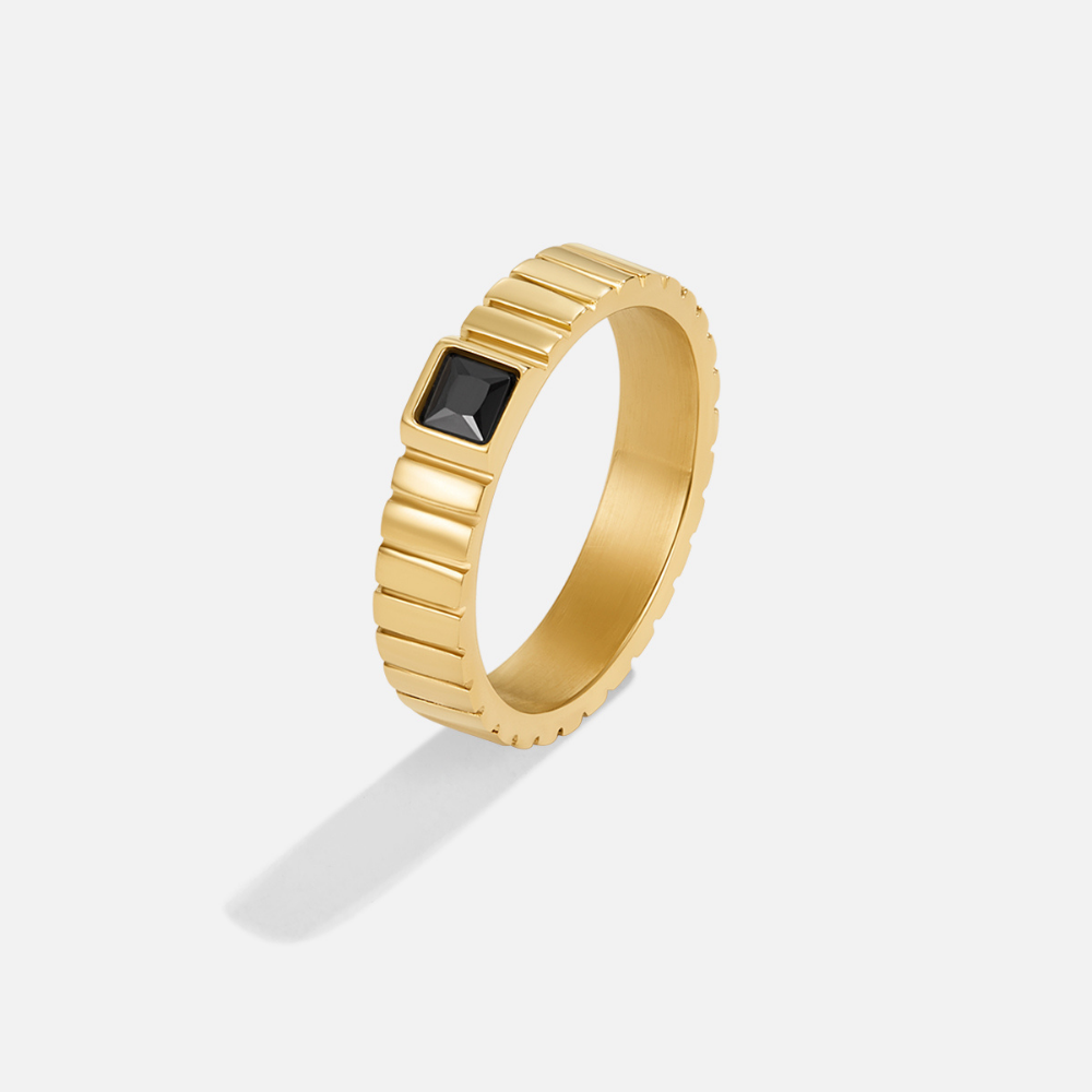 Talia Black Gold-Tone Ring