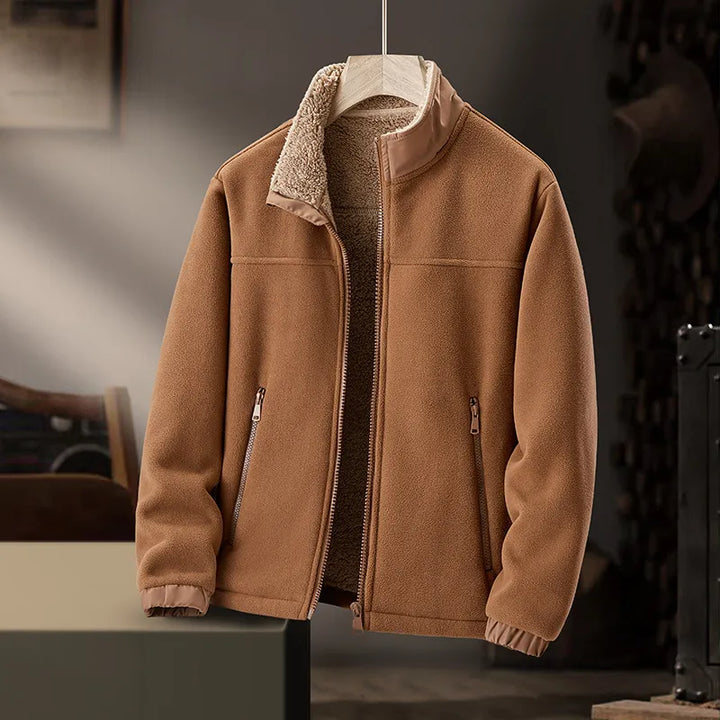 Men's Fleece Cardigan Coat – Thickened Warm Hooded or Stand Collar