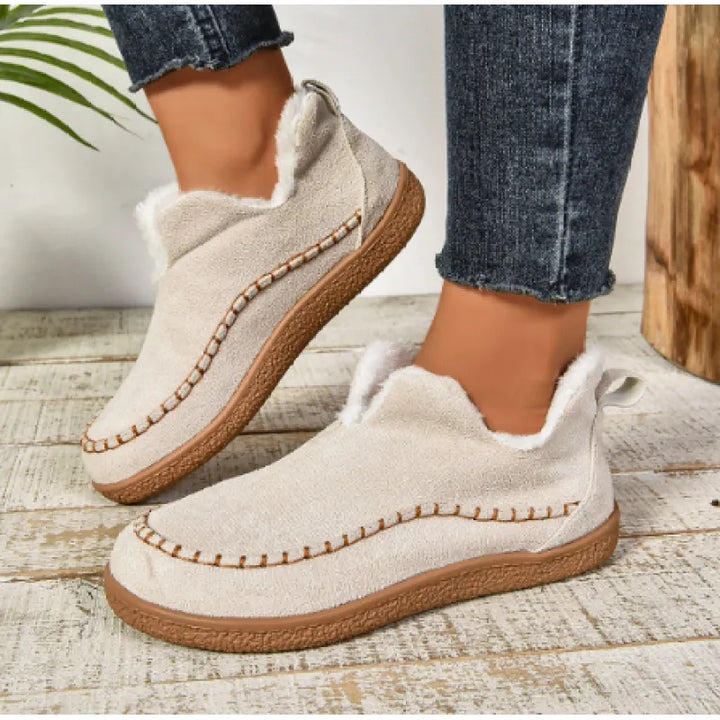 Women's Slip-On Mid-Top Boot – Plush Lined Warmth & Non-Slip Comfort