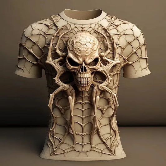 Cotton Men's 3D Skull Graphic T-Shirt – Relaxed European Fit
