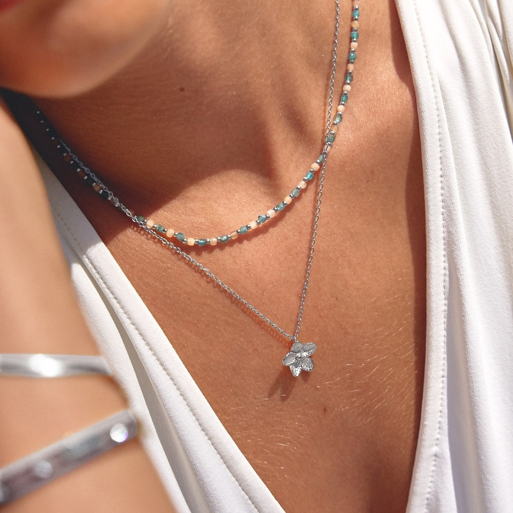 Blooming Silver-Tone Flower Necklace