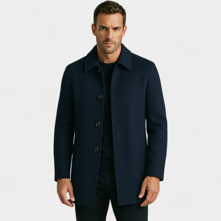 Men's Wool Coat – Lapel Collar and Down Lined Warmth