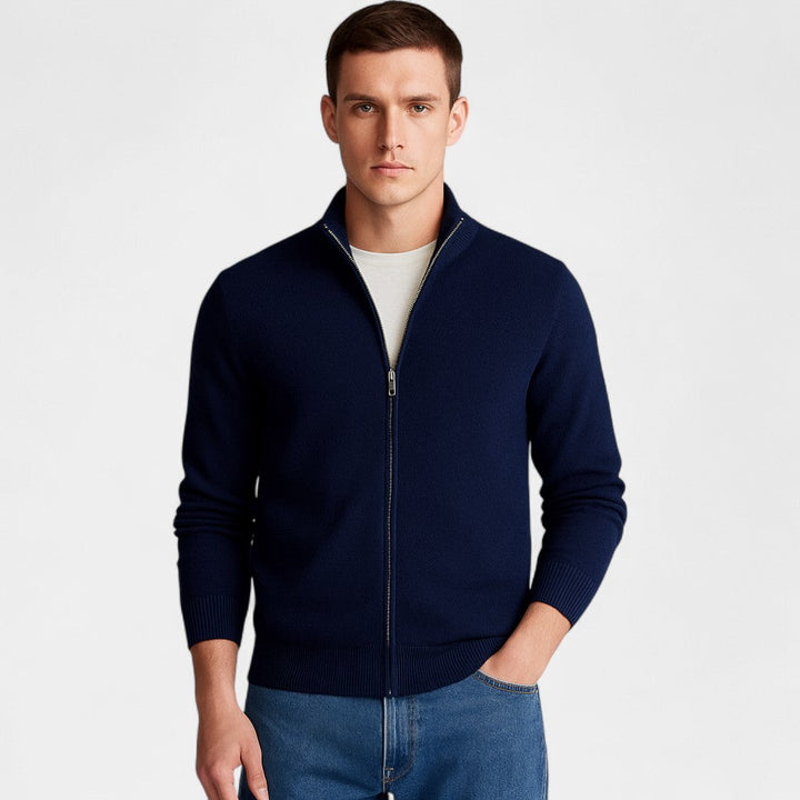 Men's Slim Fit Cotton Cardigan – Minimal Plain V-Neck