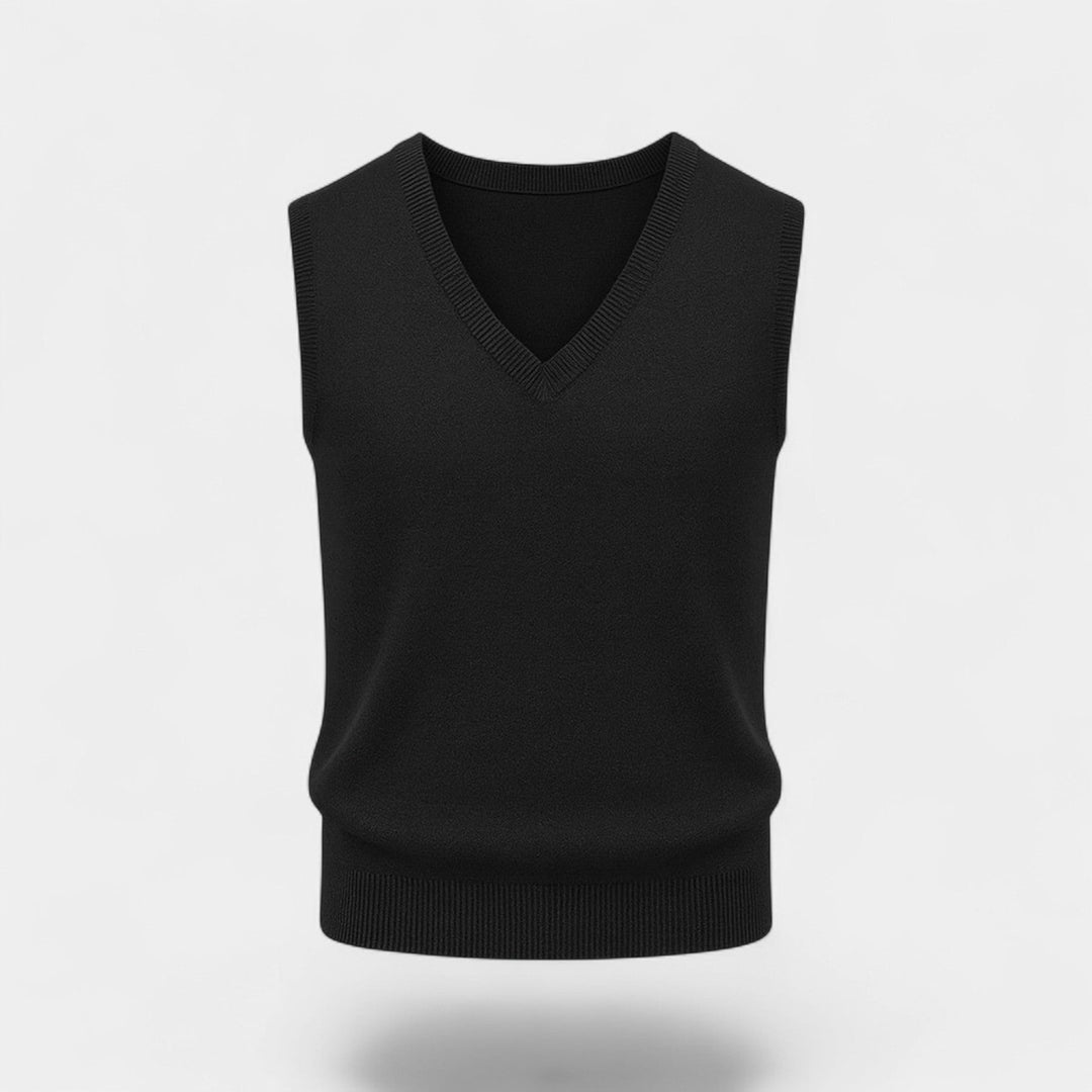 Men's Sleeveless Cotton Vest – Deep V Neck Fine Knit