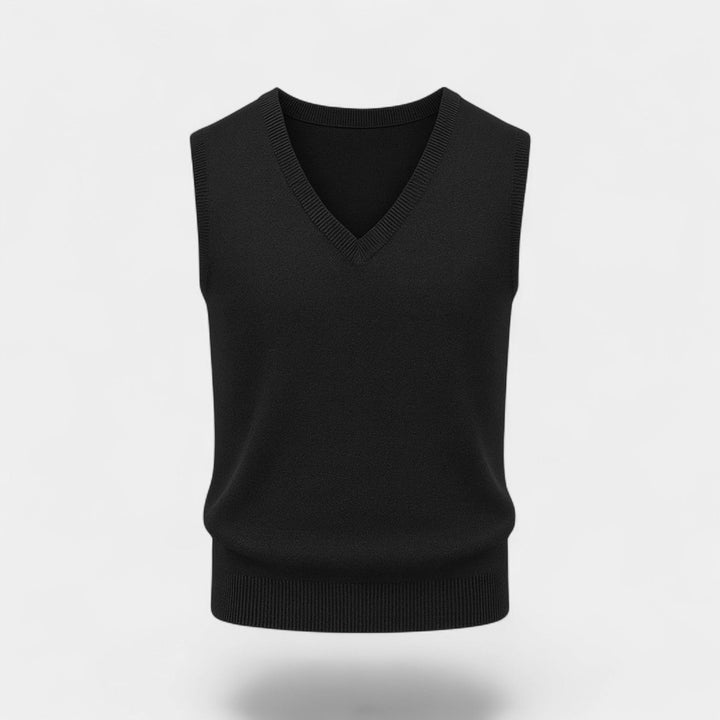 Men's Sleeveless Cotton Vest – Deep V Neck Fine Knit