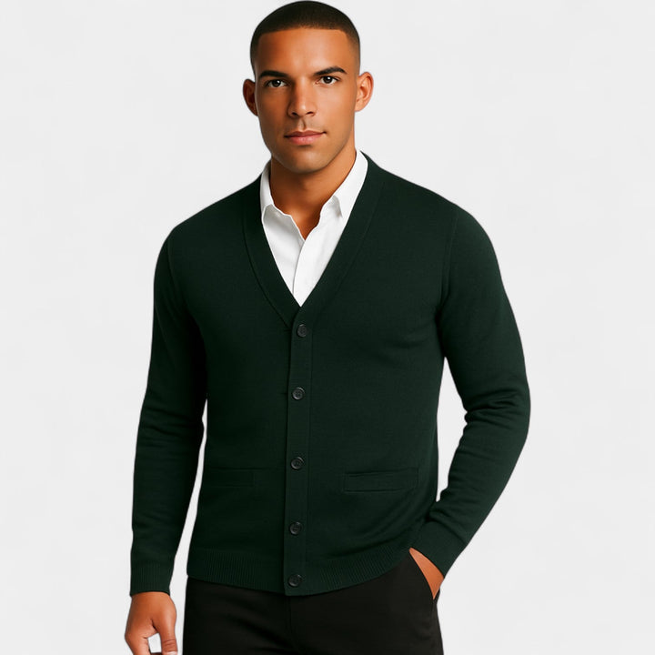 Men's Cotton Cardigan – Slim Fit Button Through V-Neck