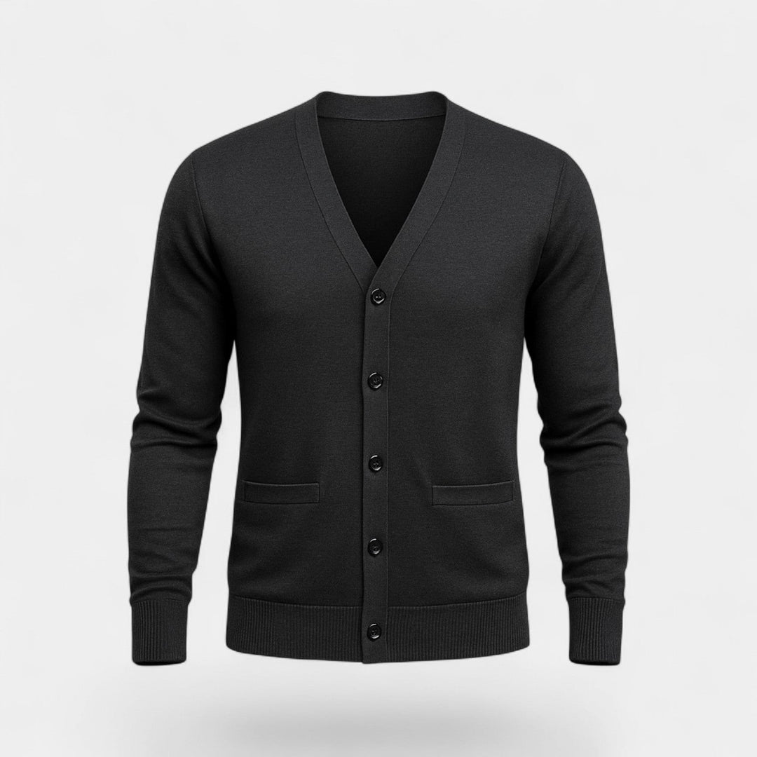 Men's Cotton Cardigan – Slim Fit Button Through V-Neck