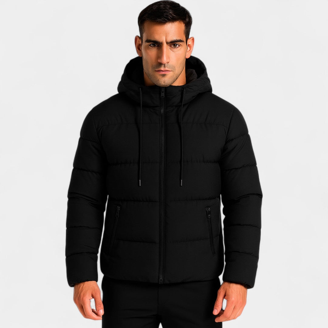 Men's Feather Filled Puffer – Hooded Stand Collar