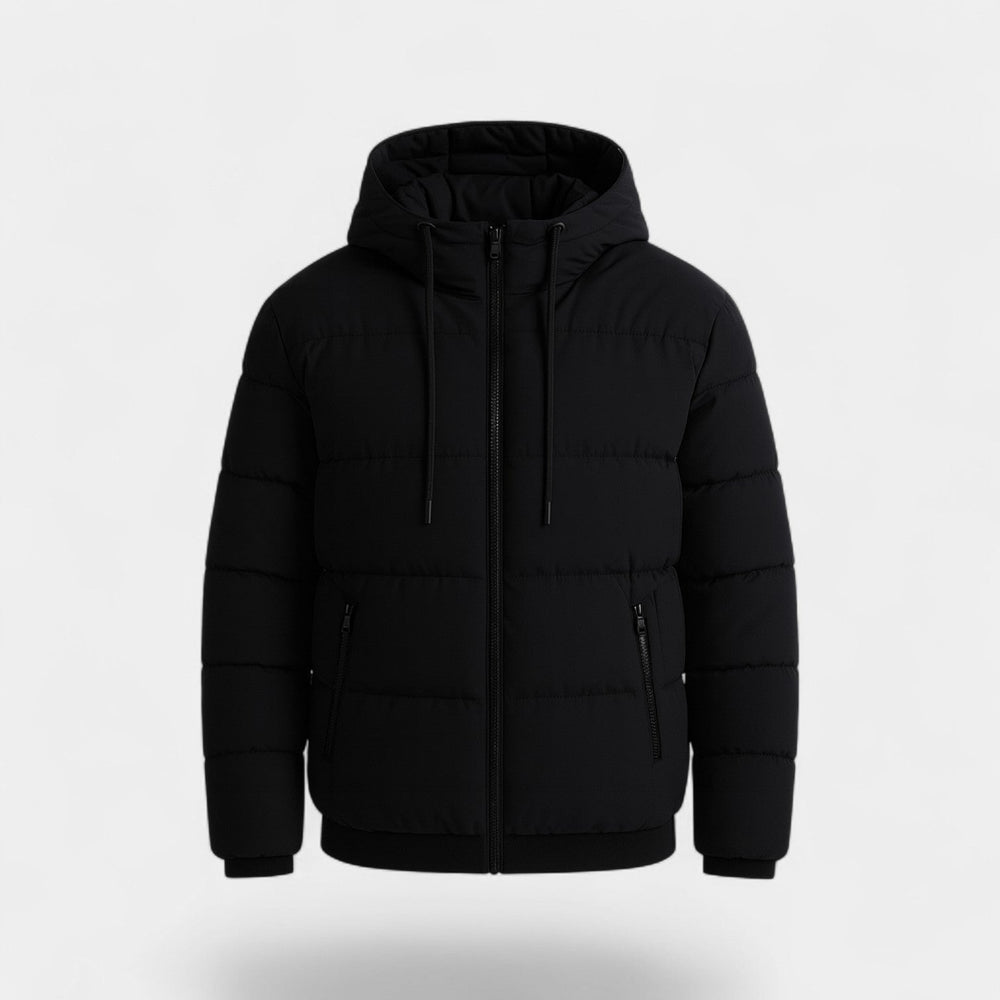 Men's Feather Filled Puffer – Hooded Stand Collar