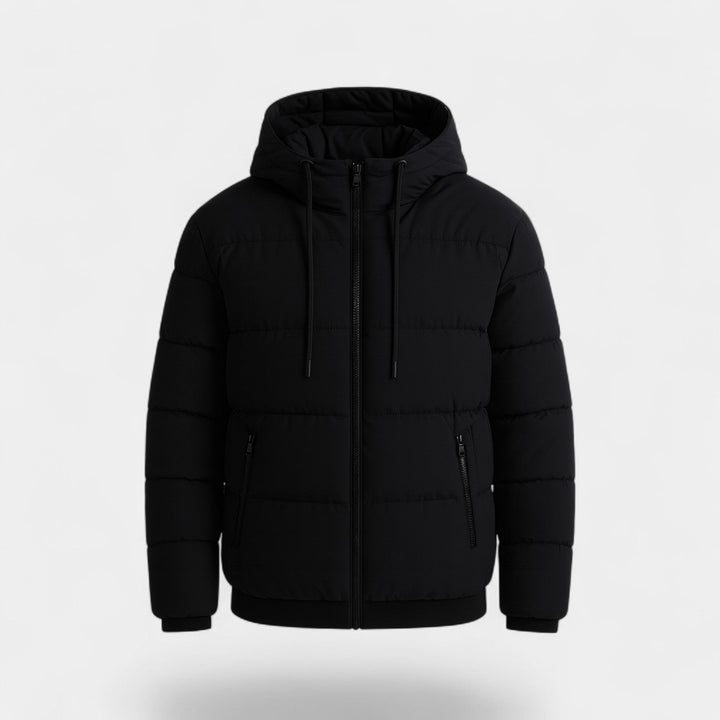 Men's Feather Filled Puffer – Hooded Stand Collar