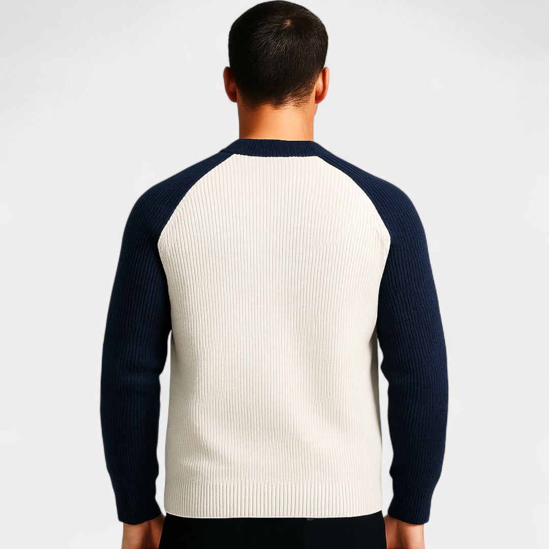 Men's Knitted Wool Jumper – Crew Neck with Ribbed Hems