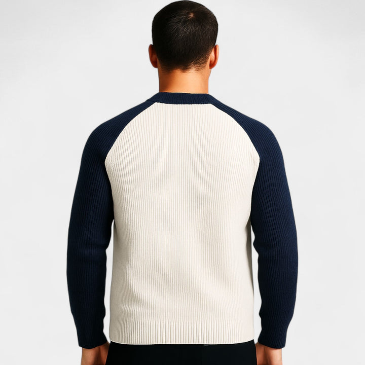Men's Knitted Wool Jumper – Crew Neck with Ribbed Hems