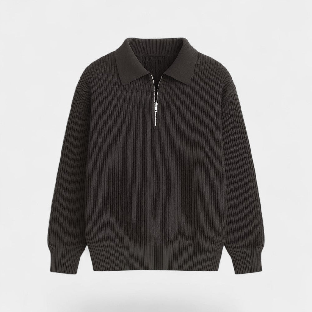Men's Zip Through Knitted Jumper – Loose Relaxed Fit