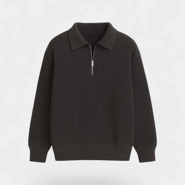 Men's Zip Through Knitted Jumper – Loose Relaxed Fit
