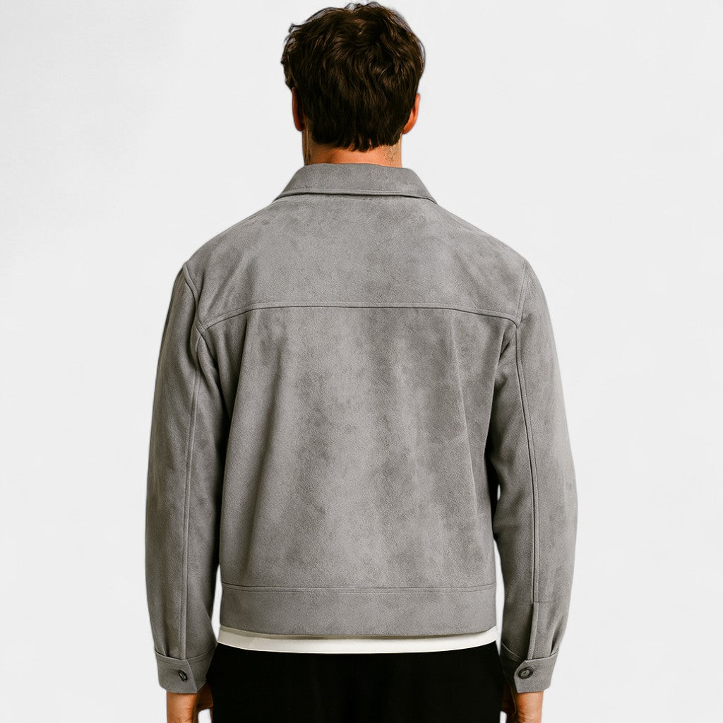 Men's Suede Jacket – Cotton Lined Multi Pocket Design