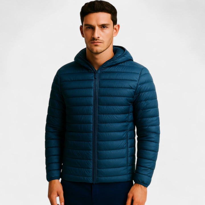 Men's Quilted Hooded Puffer Jacket – Relaxed Winter Fit