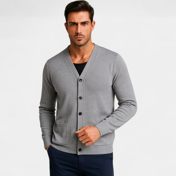 Men's Wool V-Neck Cardigan – Minimal Layering Knit