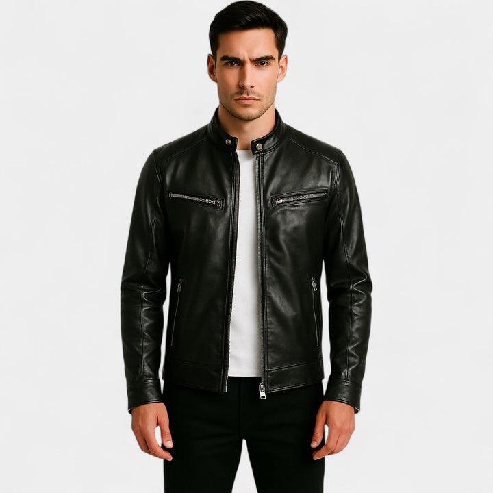 Men's Vegan Leather Biker Jacket – Slim Minimalist Cut