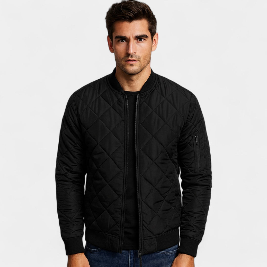 Men's Cotton Bomber Jacket – Lightweight Textured Weave