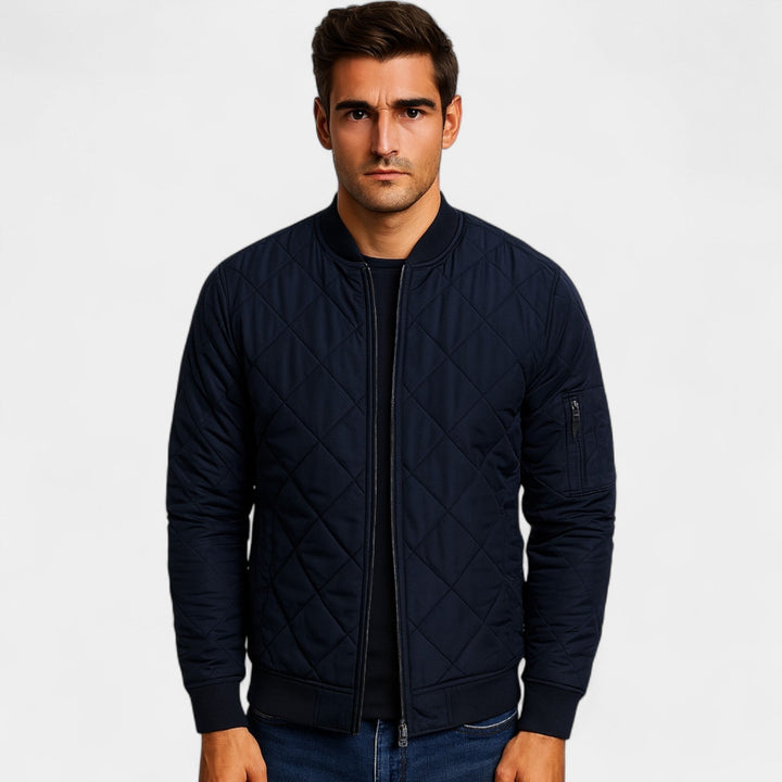 Men's Cotton Bomber Jacket – Lightweight Textured Weave