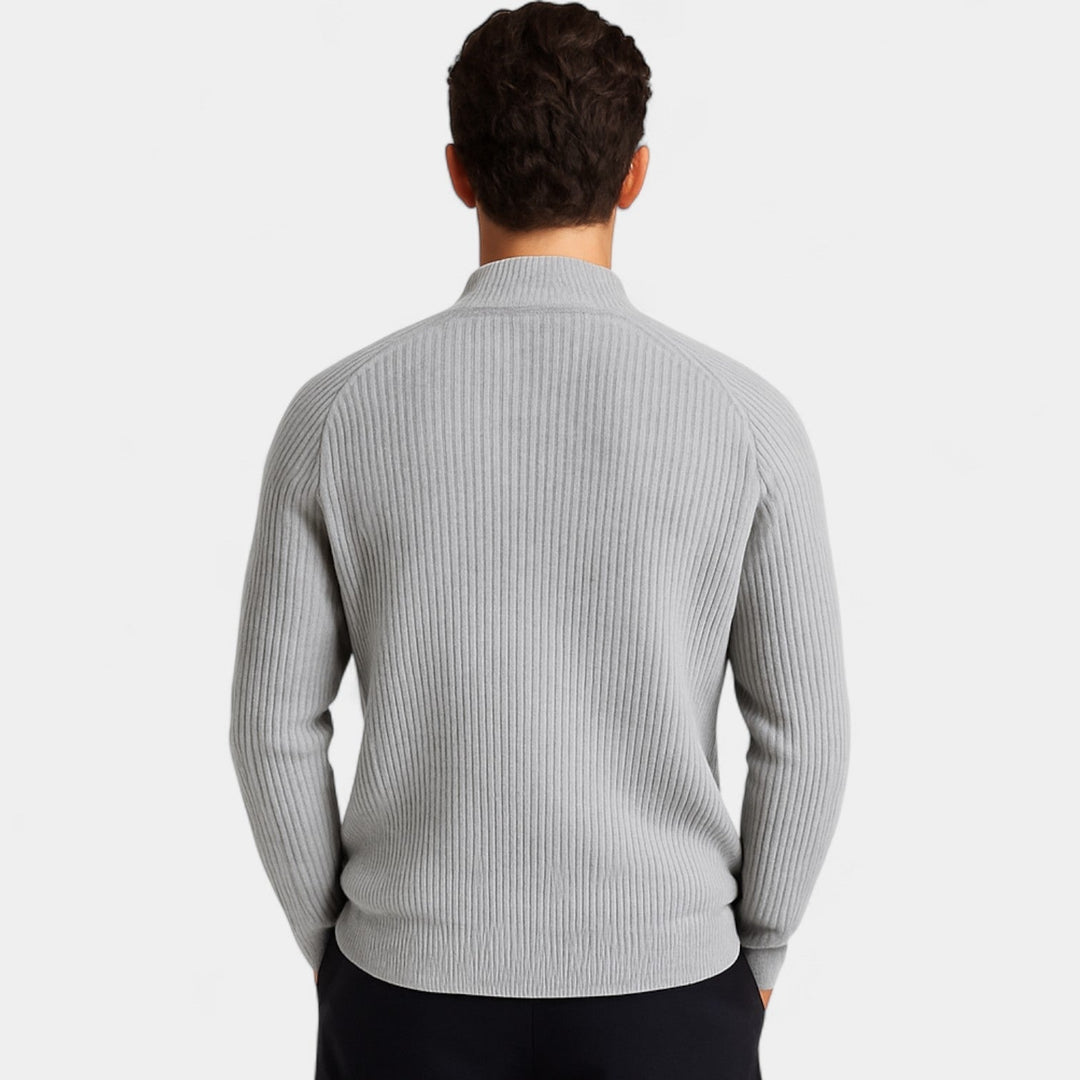 Men's Pure Cashmere Zip Cardigan – Chunky Stand Collar Knit