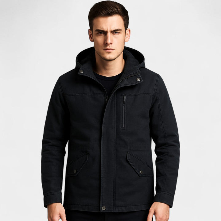 Men's Cotton Parka – Washed Finish with Lapel Hood