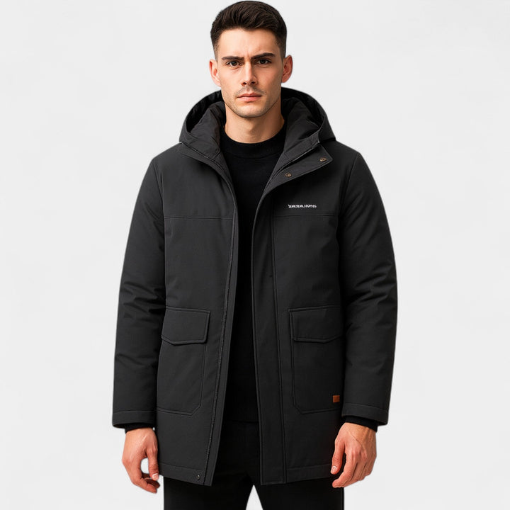 Men's Quilted Cotton Parka – Velvet Lined with Hood
