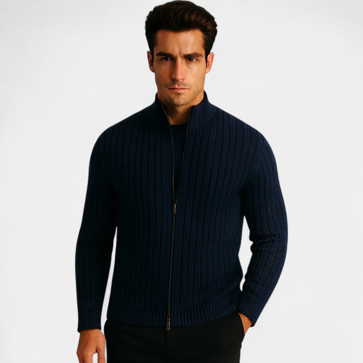 Men's Zip Cotton Knit Cardigan – Modern Stand Collar
