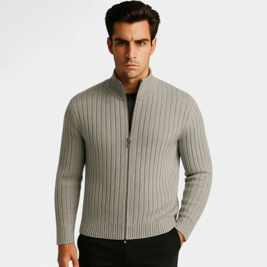 Men's Zip Cotton Knit Cardigan – Modern Stand Collar