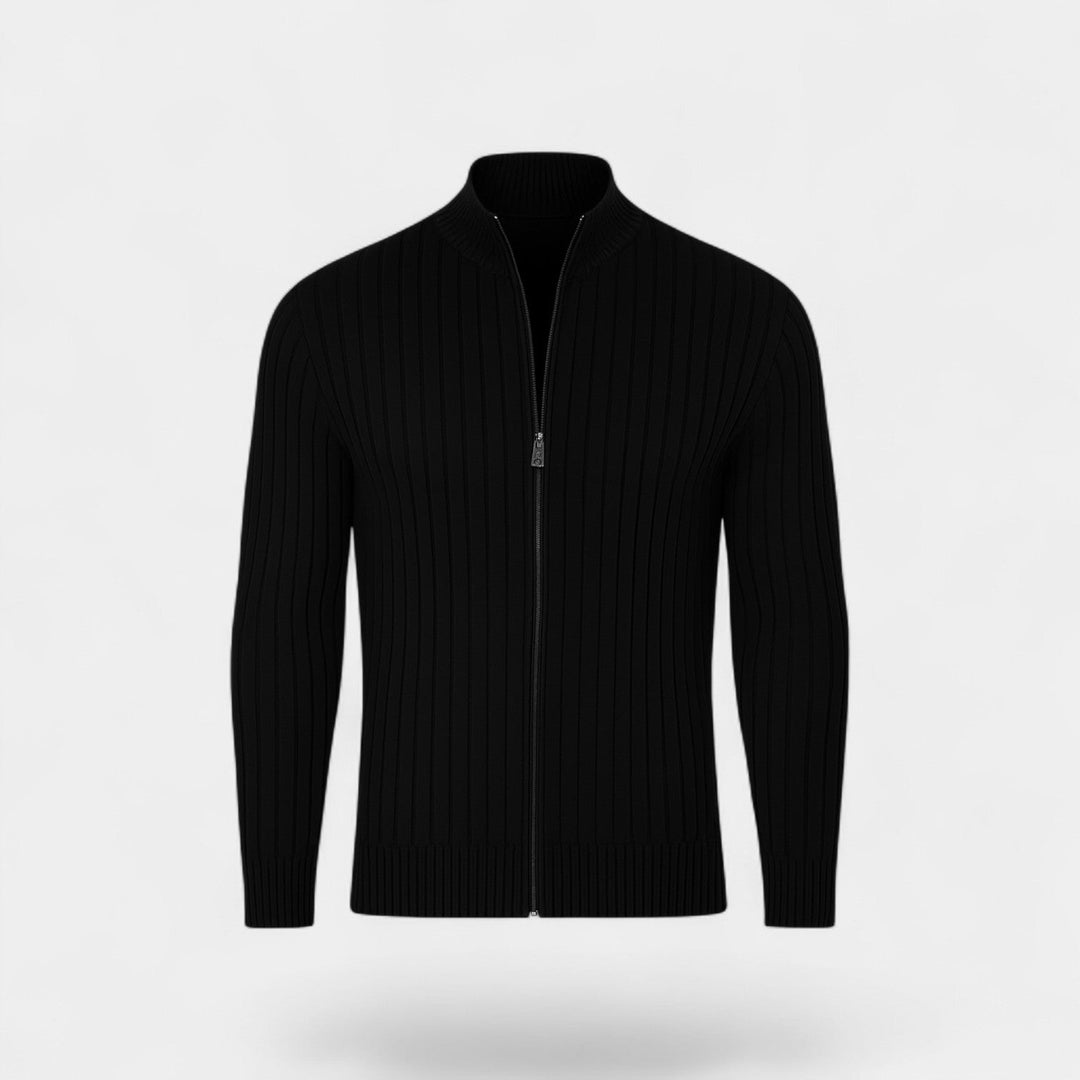 Men's Zip Cotton Knit Cardigan – Modern Stand Collar