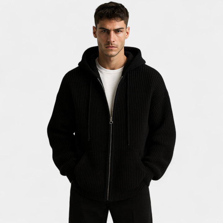 Men's Knitted Zip Hoodie – Relaxed Hooded Cardigan