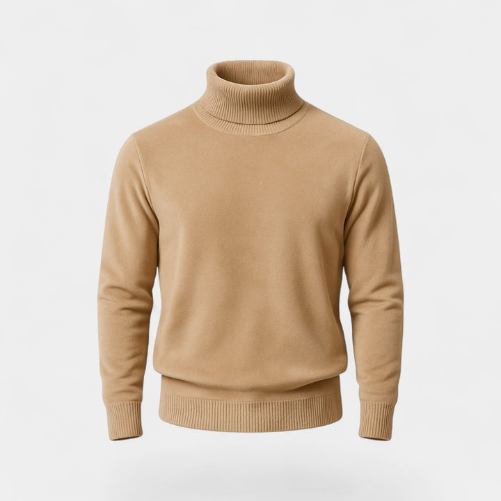 Men's Roll Neck Jumper – Wool Lined Velvet Texture